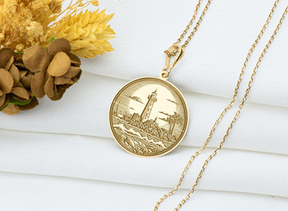 Lighthouse Pendant: Guiding Light Necklace, Sacred Beacon Charm, Ancient Protection Talisman