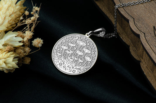 Mushroom Pendant: Sterling Silver Forest Amulet - Naturecore Jewelry