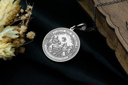 Latin Motto Necklace: 'Vincit Qui Se Vincit' Pendant