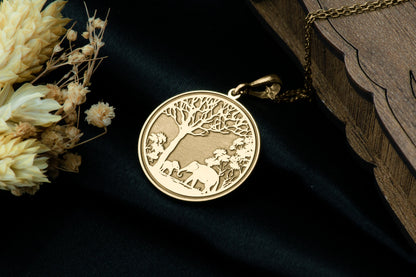Elephant Family Pendant:  Mother & Baby Necklace, Protection Charm