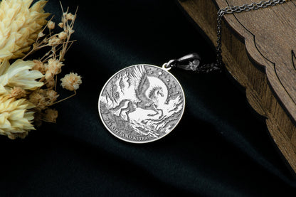Pegasus Pendant: Per Aspera Ad Astra Necklace, Reminder Talisman, Inspiration Charm, Latin Motto