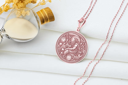 Chronos Necklace: Greek God of Time, Sterling Silver Amulet