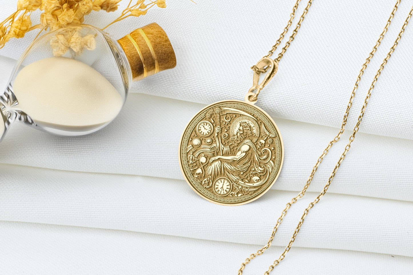 Chronos Necklace: Greek God of Time, Sterling Silver Amulet