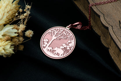 Elephant Family Pendant:  Mother & Baby Necklace, Protection Charm