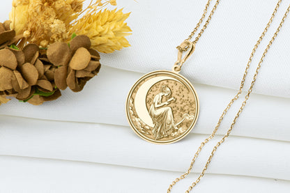 Moon Lady Necklace: Celestial Book Lover Pendant