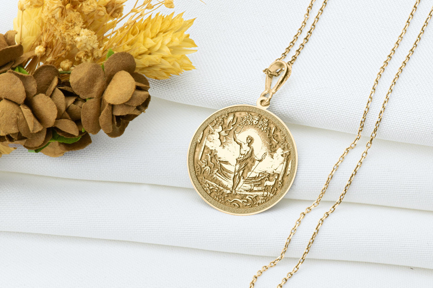 Apollo Pendant: Sterling Silver Greek Sun God Necklace
