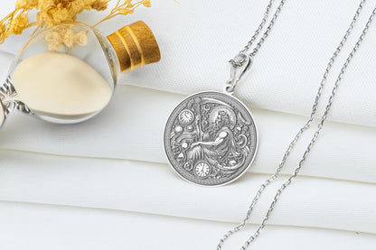 Chronos Necklace: Greek God of Time, Sterling Silver Amulet