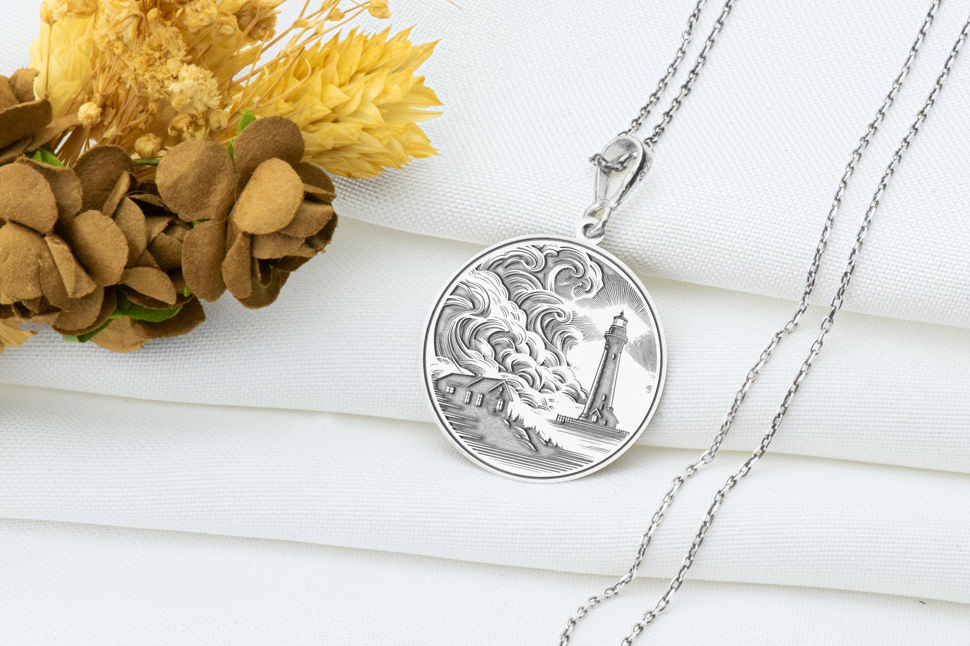 Lighthouse Pendant: Beacon Necklace, Guiding Light Charm