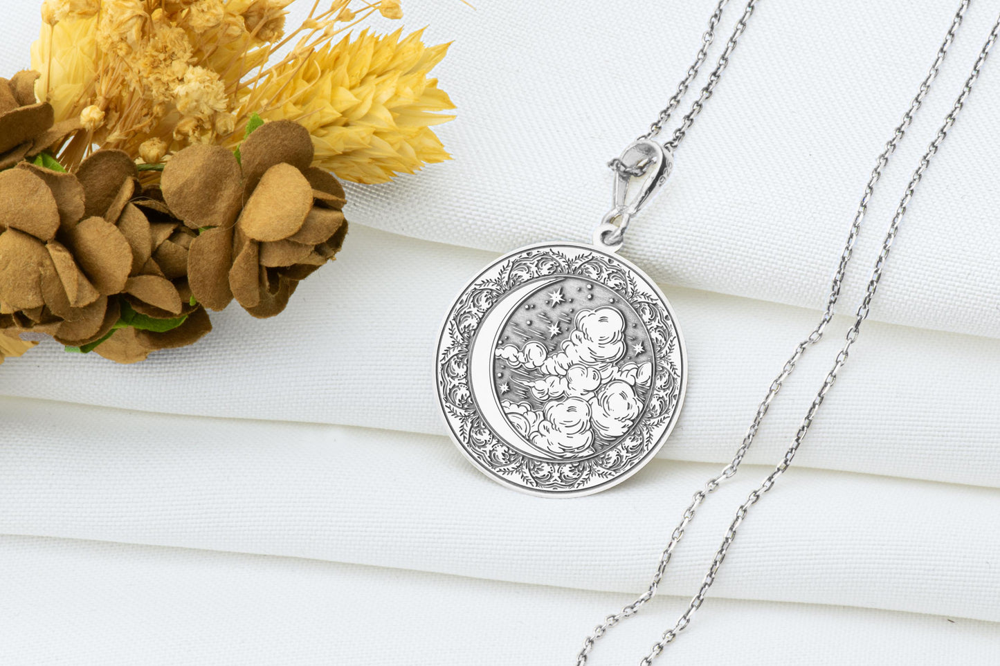 Crescent Moon Pendant: Sacred Lunar Necklace, Night Sky Charm, Ancient Moon Talisman