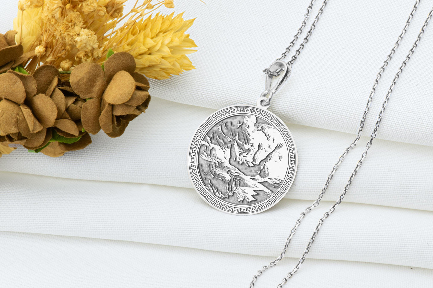 Icarus Pendant: Greek Myth Necklace, Bold Dreamer Amulet, Wax Wing Charm