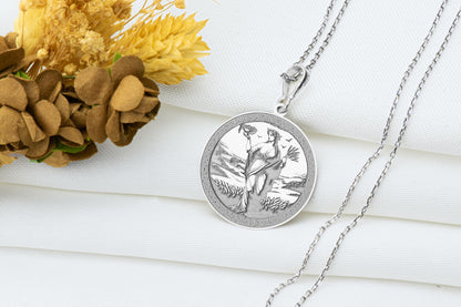 Hestia Pendant: Greek Goddess Necklace, Sacred Flame Amulet, Inner Peace Charm