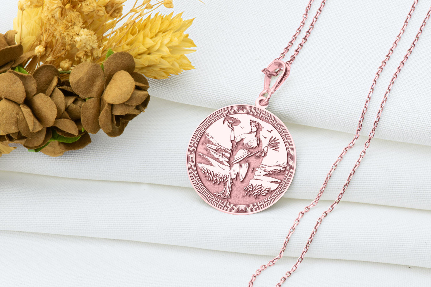 Hestia Pendant: Greek Goddess Necklace, Sacred Flame Amulet, Inner Peace Charm