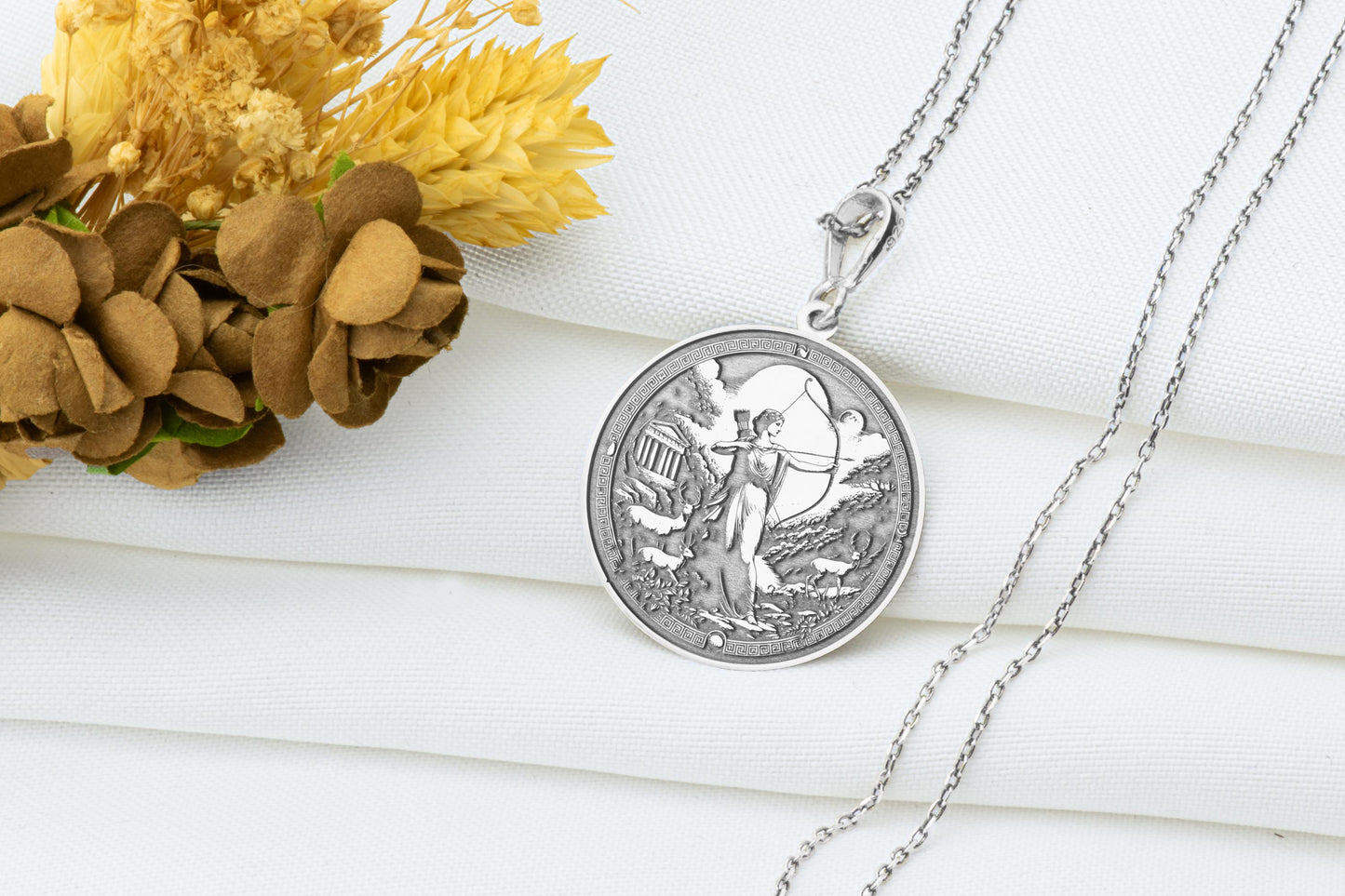Artemis Pendant: Greek Goddess of Hunt Necklace, Lunar Amulet, Wild Feminine Charm