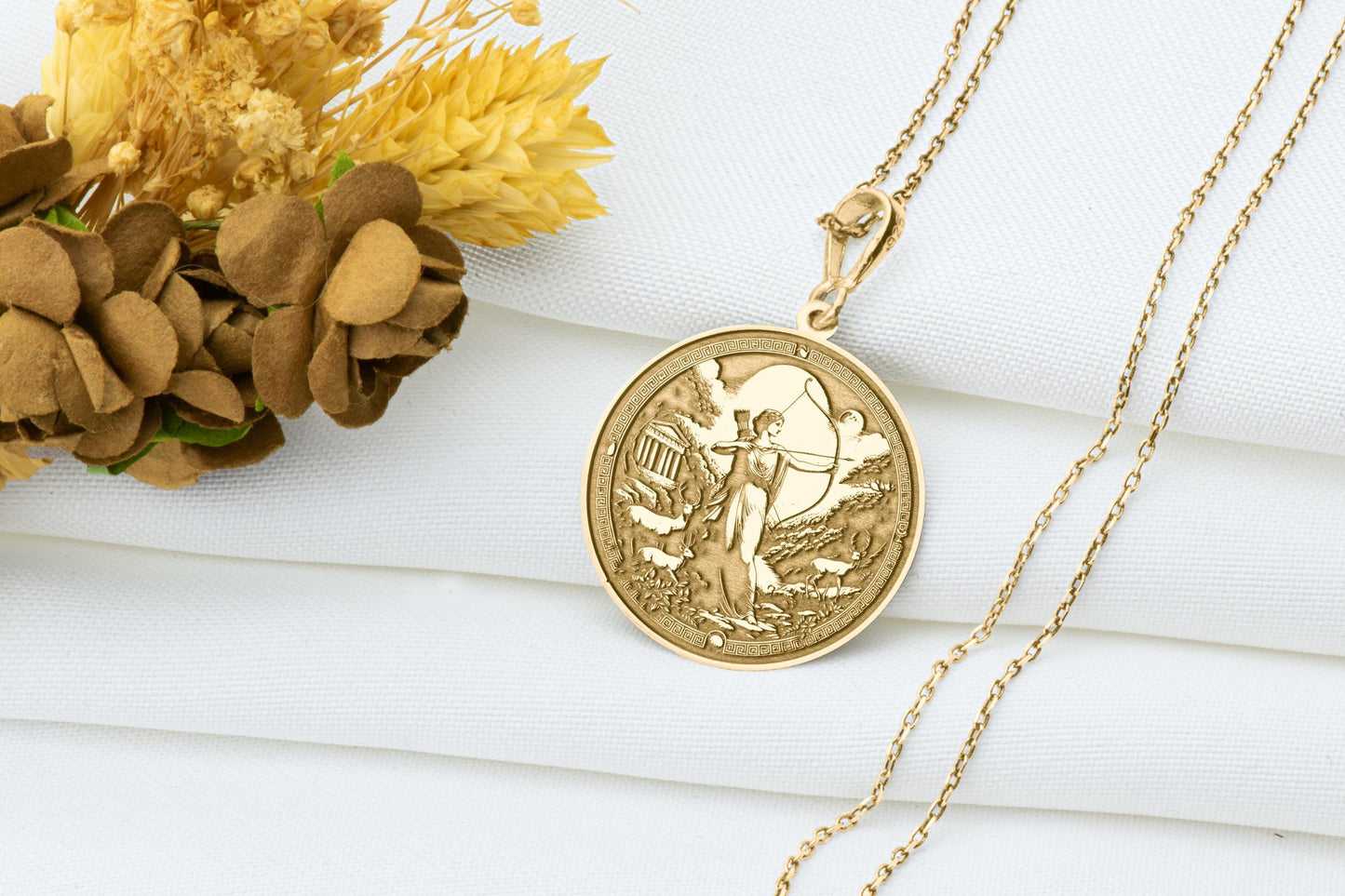Artemis Pendant: Greek Goddess of Hunt Necklace, Lunar Amulet, Wild Feminine Charm