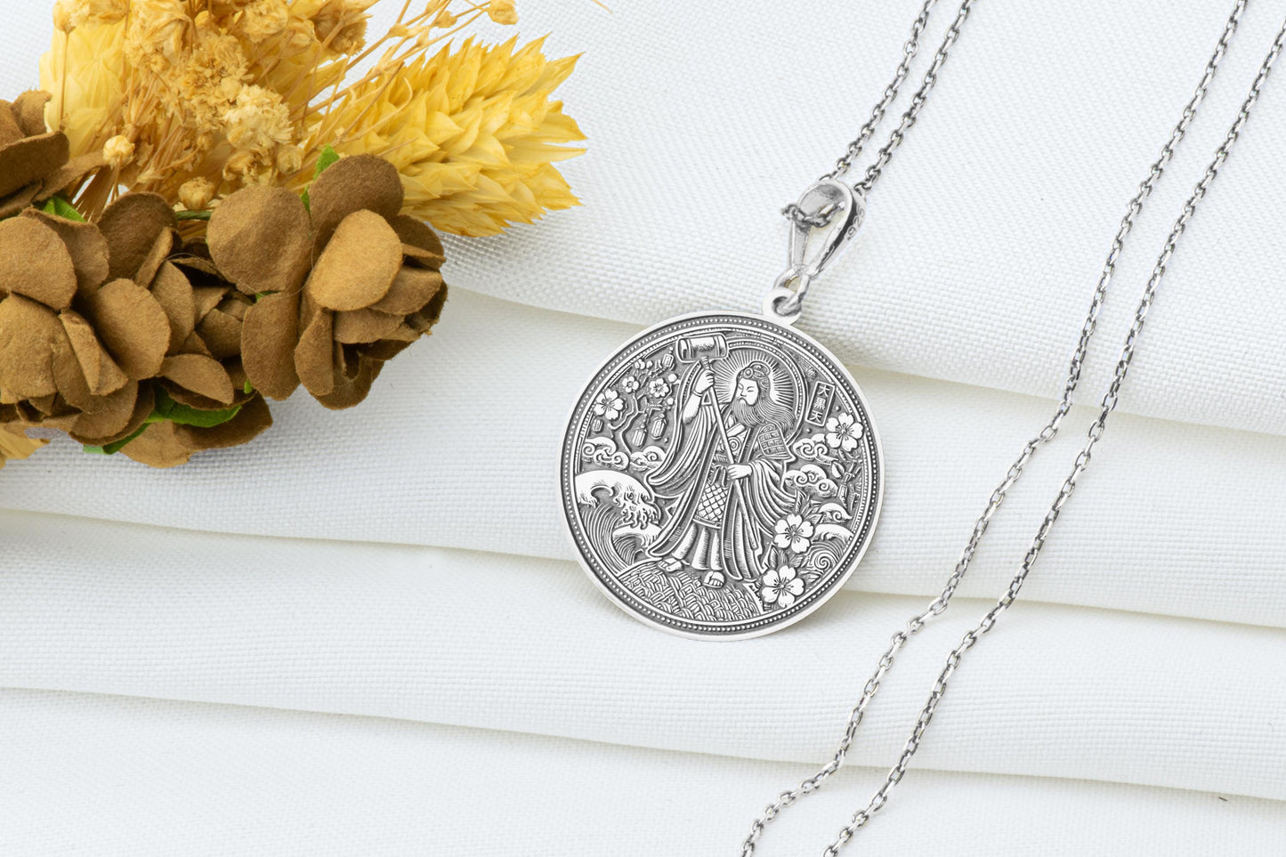Daikokuten Pendant: Japanese God of Wealth Necklace