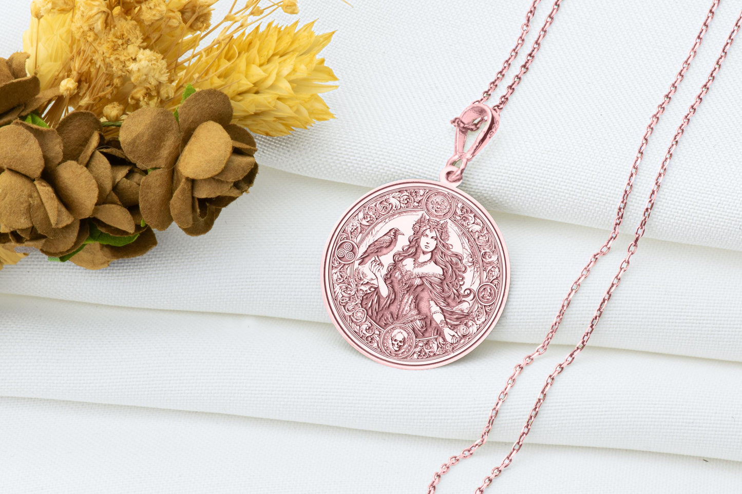 Morrigan Necklace: Celtic Goddess Raven Pendant