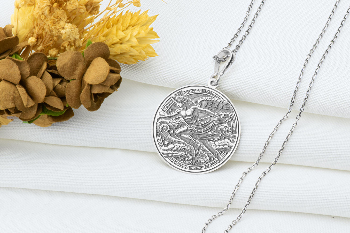 Hermes Pendant, Greek God of Trade Necklace