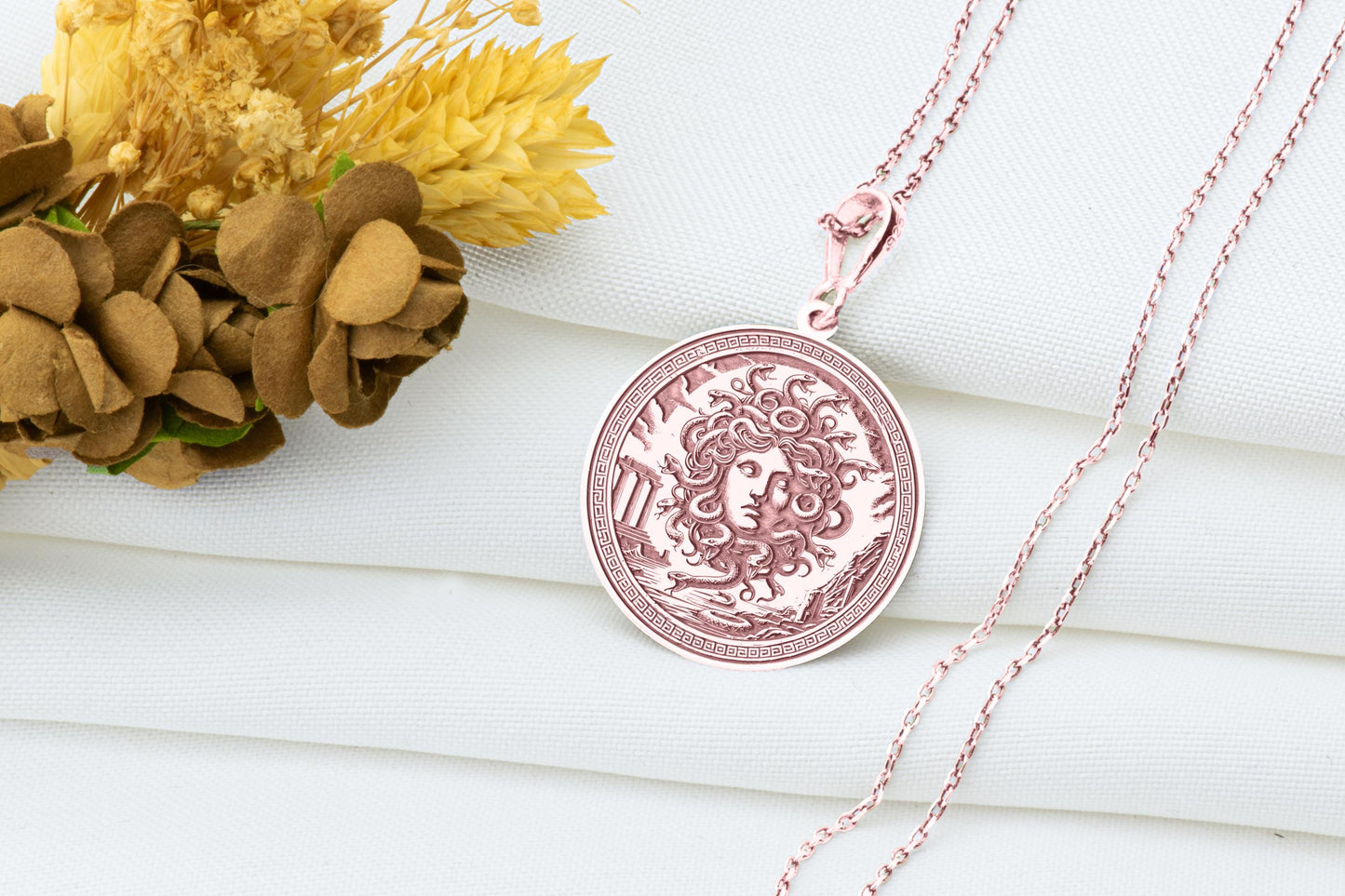 Medusa Head Coin Pendant: Gorgon Necklace, Greek Myth Amulet, Evil Eye Guard Charm