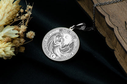 Apollo and Artemis Pendant: Greek Duo Necklace, Solar Lunar Charm