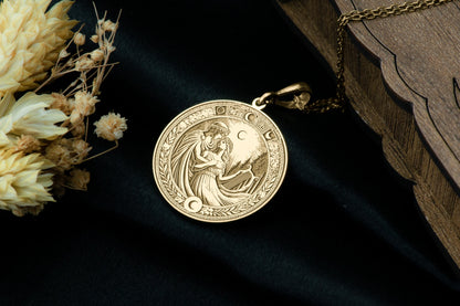 Apollo and Artemis Pendant: Greek Duo Necklace, Solar Lunar Charm