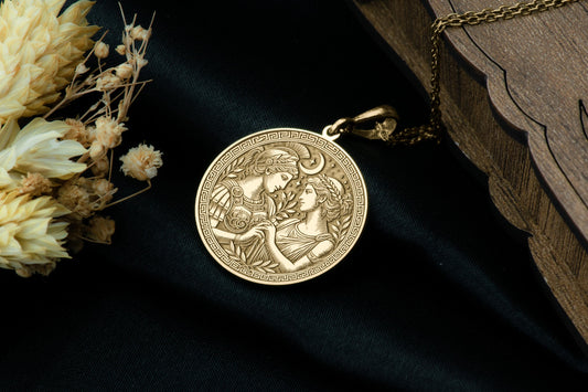 Athena and Myrmex Pendant: Greek Mythology Necklace