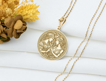 Athena and Myrmex Pendant: Greek Mythology Necklace