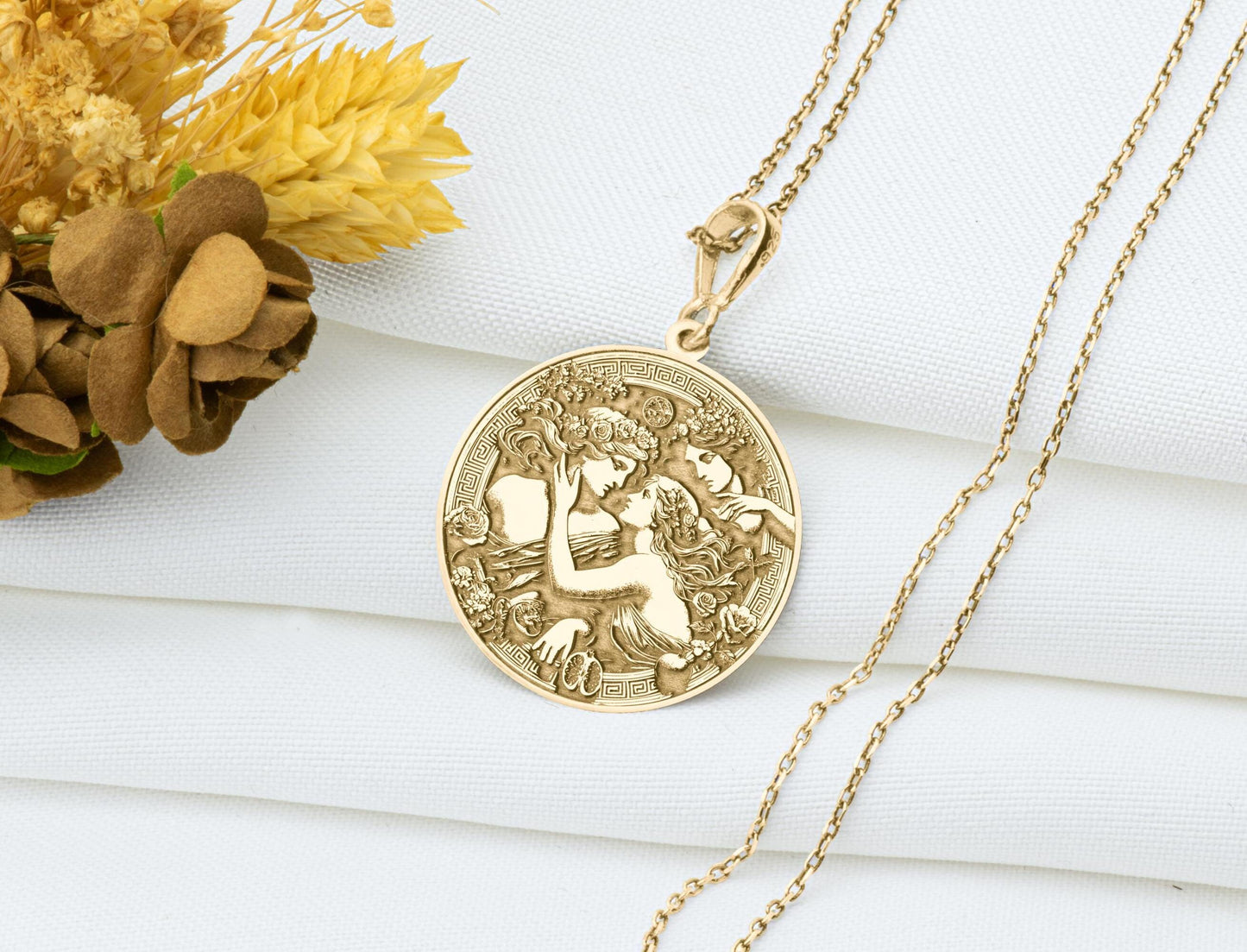 Aphrodite, Athena & Hermaphroditus Pendant: Queer Myth Necklace, Greek Trio Charm