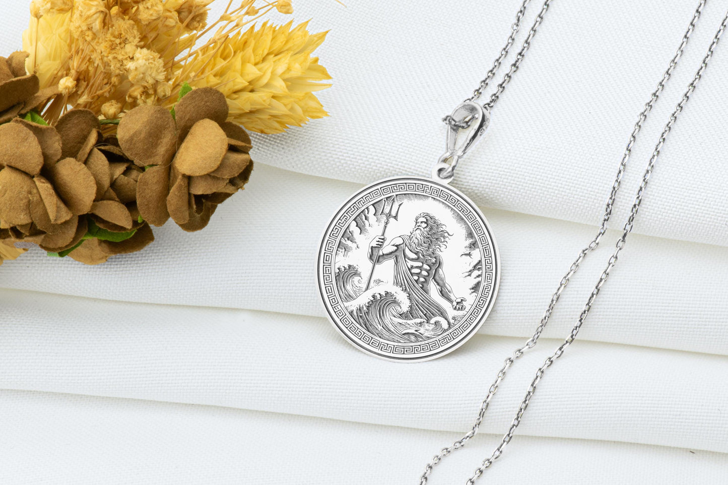 Poseidon Necklace: Greek Mythology Trident Pendant, Trident charm