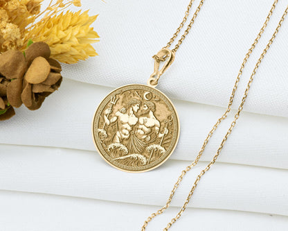 Poseidon & Hades Pendant: Olimpian Lovers Necklace, Eternal Bond Charm