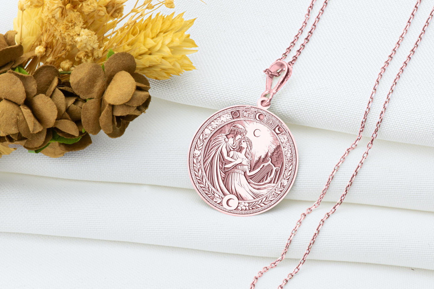 Apollo and Artemis Pendant: Greek Duo Necklace, Solar Lunar Charm