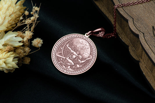 Atlas Medallion Necklace: Greek Titan Pendant, World Holder Charm, Statement Amulet