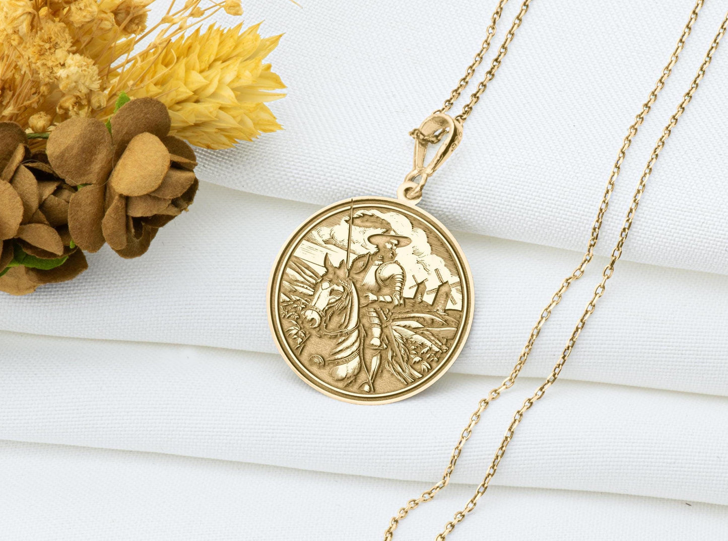 Don Quixote Pendant: Knight of Idealism Necklace, Sacred Dreamer Charm, Ancient Courage Talisman