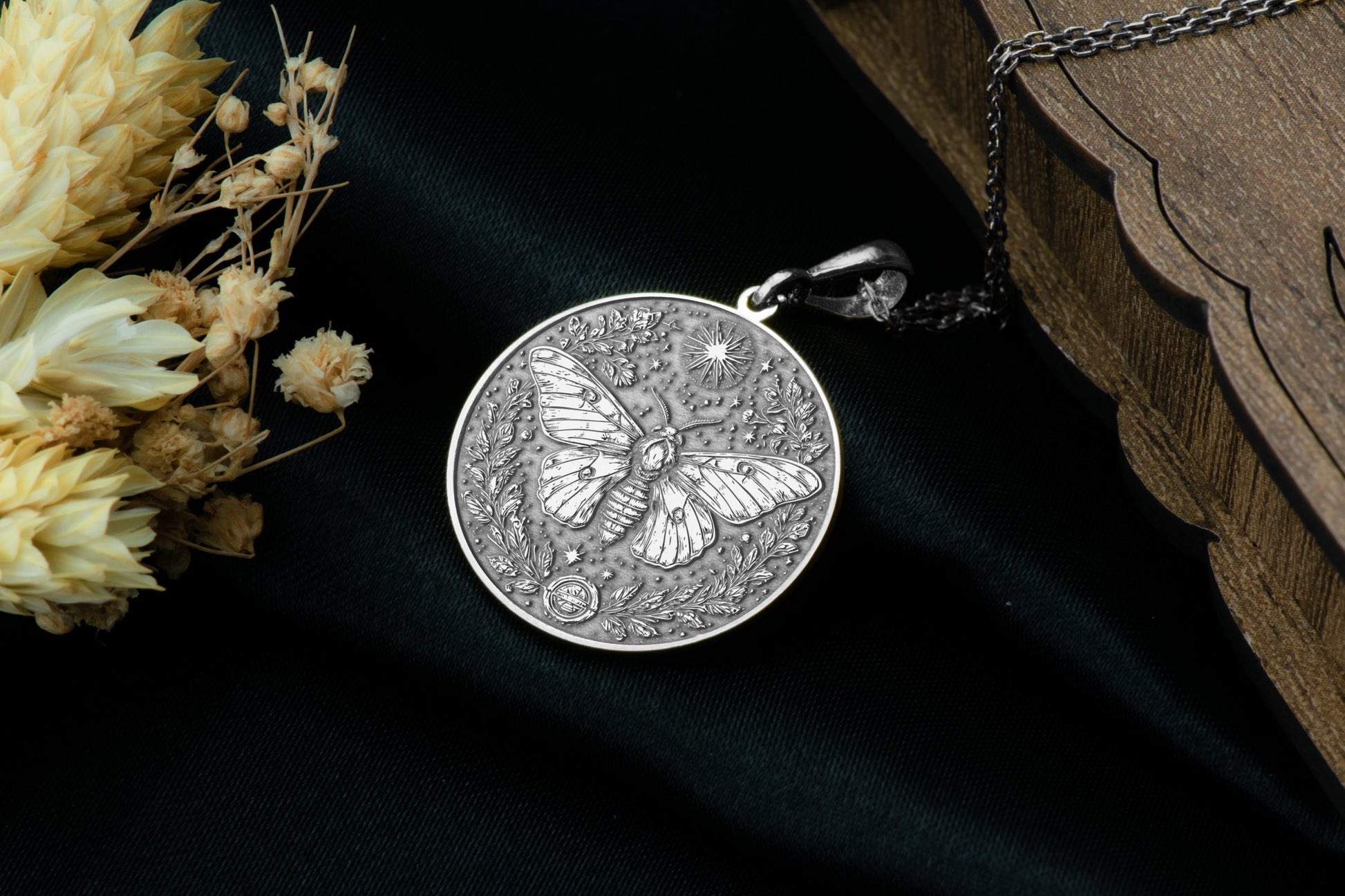 Moth Pendant Necklace: Luna Moth Talisman