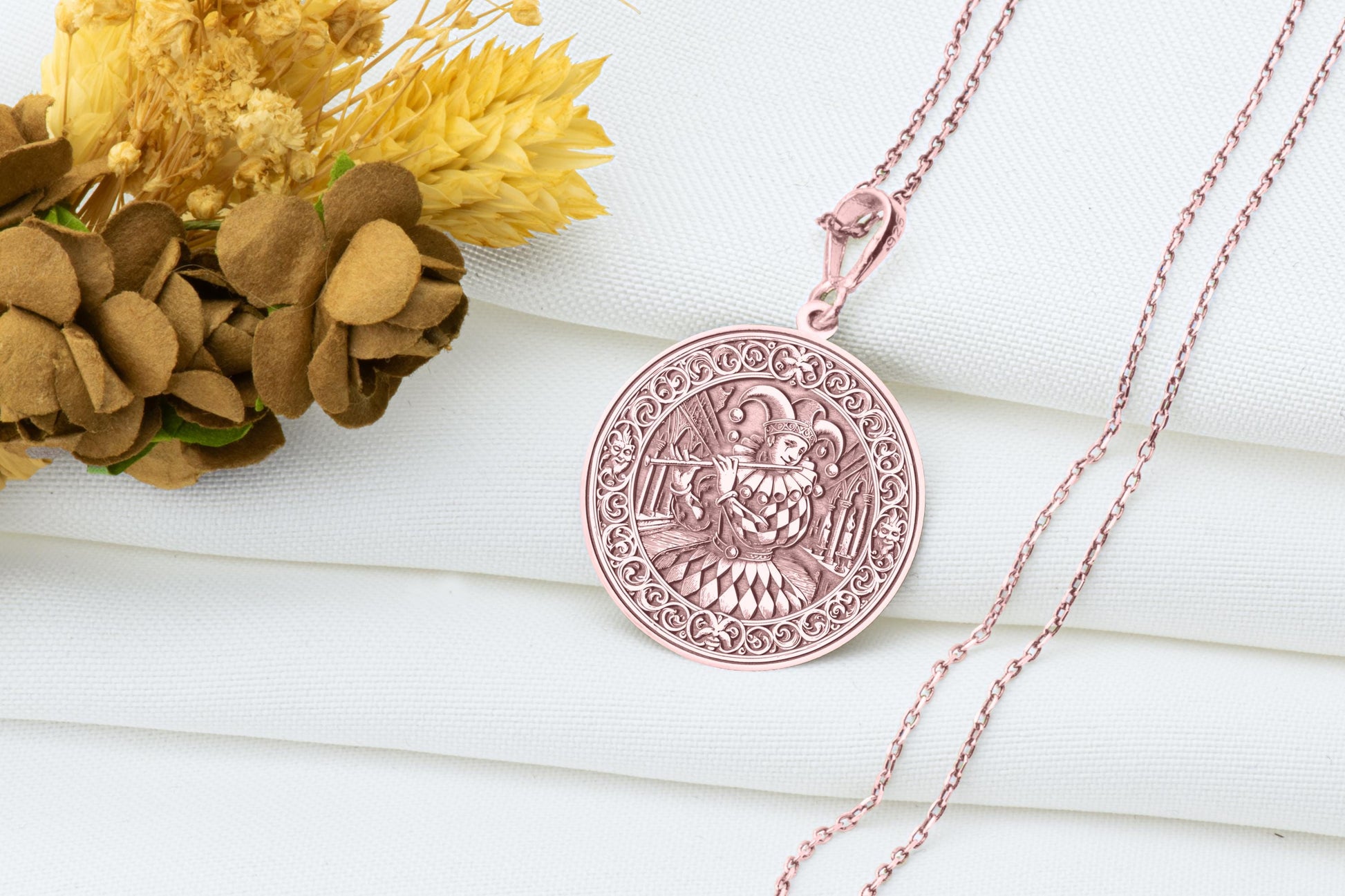 Medieval Jester Pendant: Sterling Silver Fool's Necklace, Joker Charm