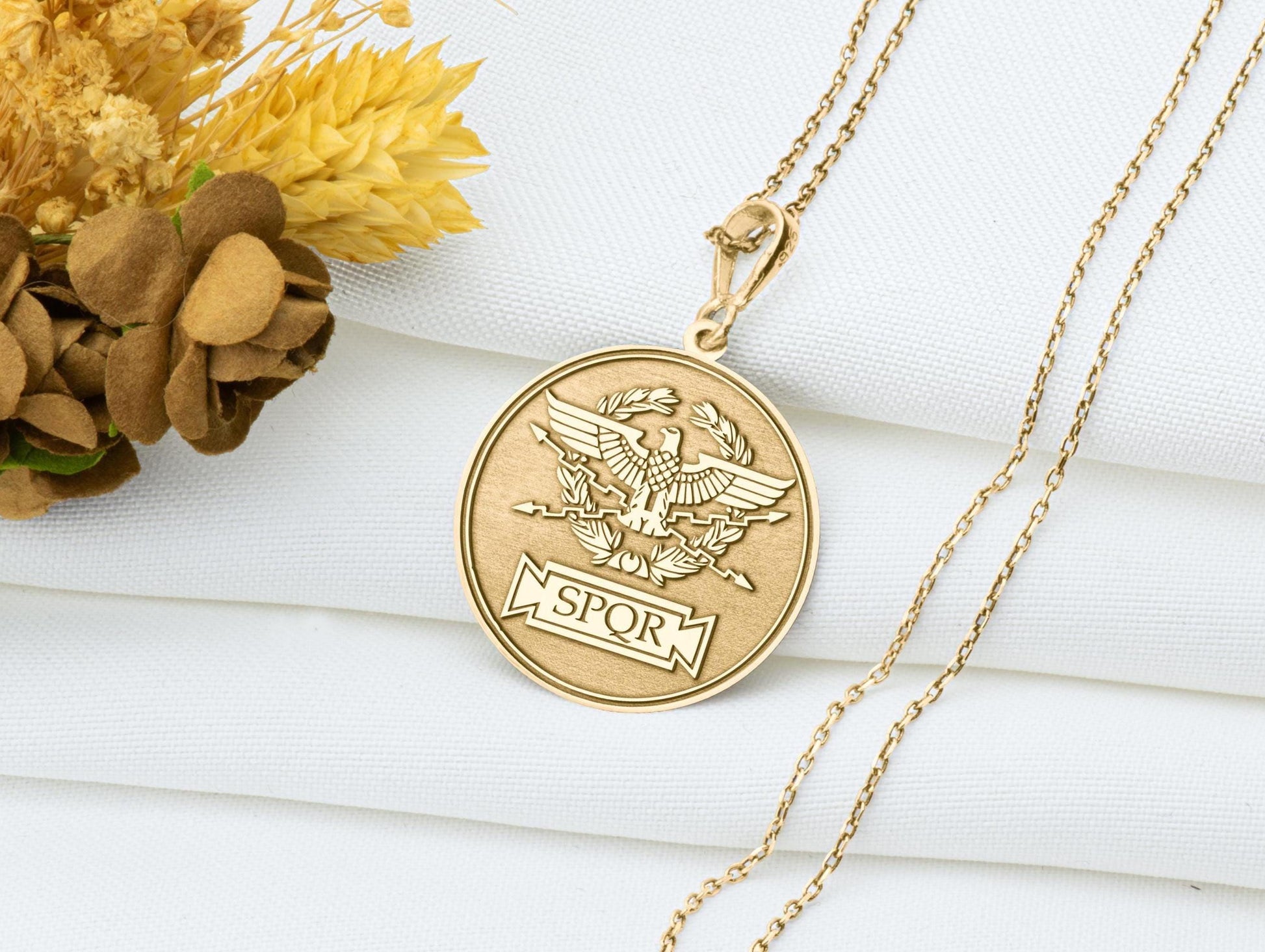 S.P.Q.R. Pendant: Roman Empire Necklace, Imperial Charm