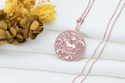 Wave Horse Pendant: Sterling Silver Ocean Spirit Necklace