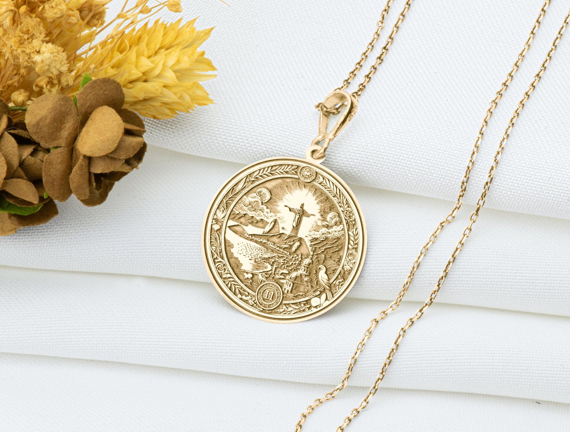 Christ the Redeemer Pendant: Rio de Janeiro Necklace, Rio Skyline