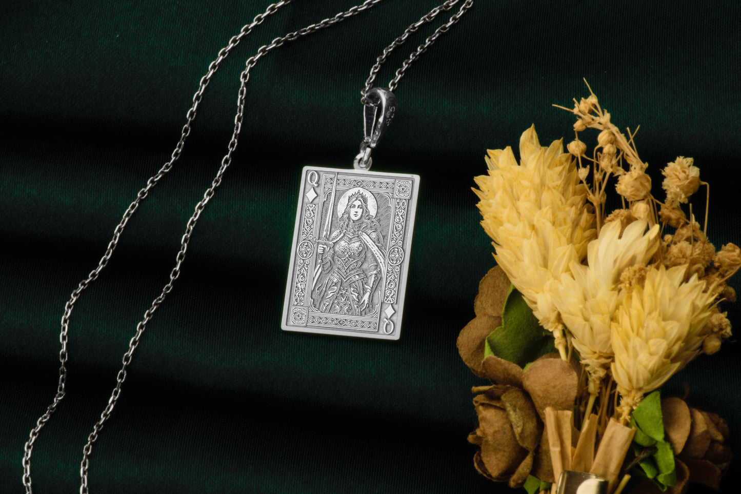 Queen of Diamonds Necklace: Tomyris Pendant, Warrior Queen Charm