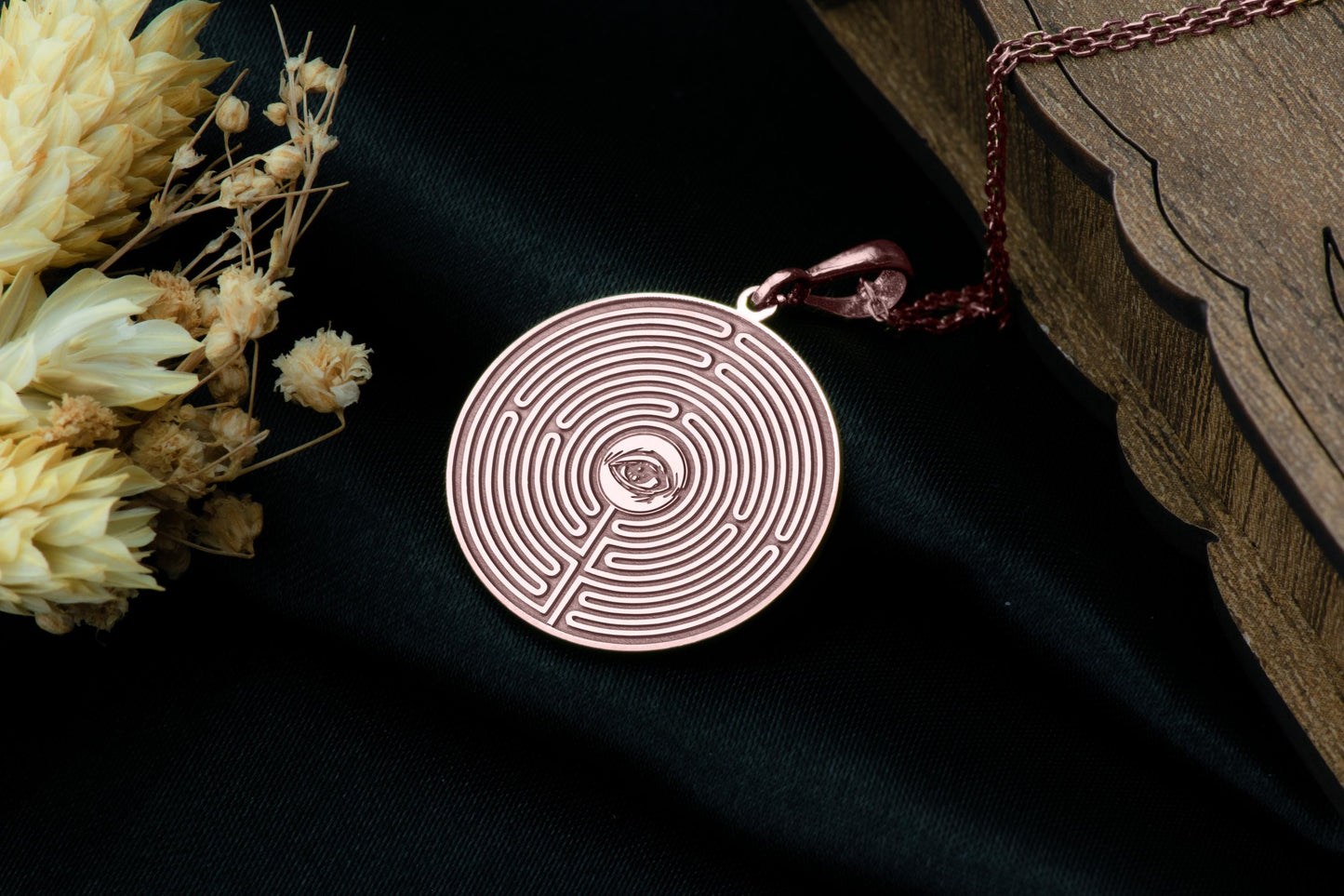 Labyrinth Eye Pendant: Mystical Necklace, Maze Charm