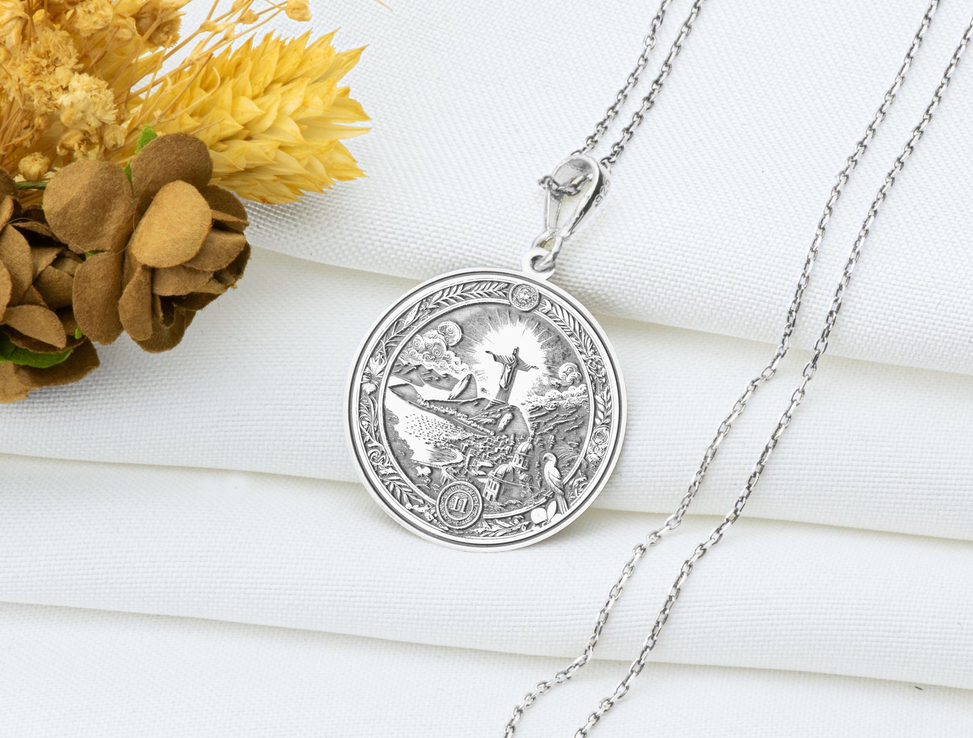 Christ the Redeemer Pendant: Rio de Janeiro Necklace, Rio Skyline