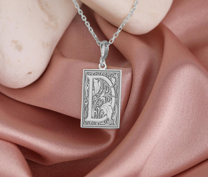 Gothic Letter D Necklace: Sterling Silver Initial Pendant