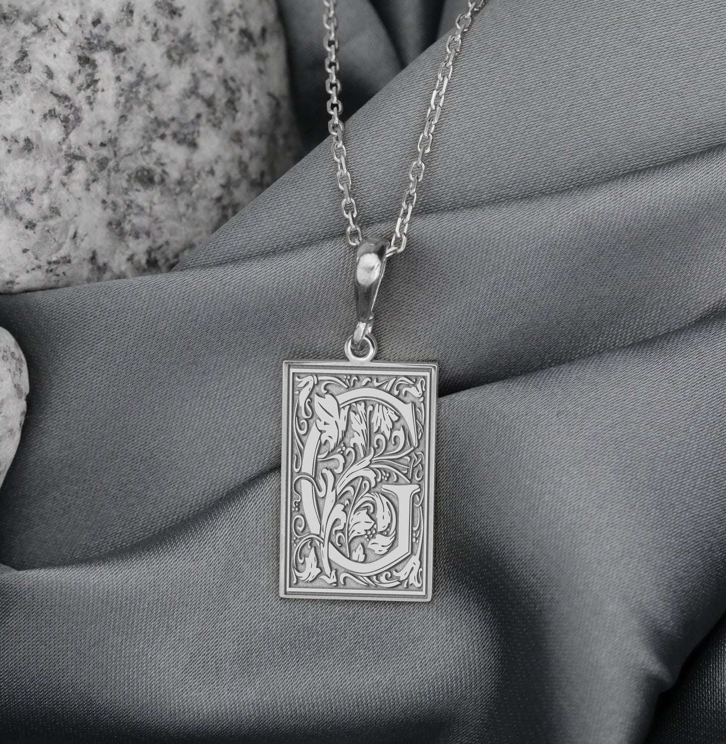Ornamental Letter G Necklace: Vintage Gothic Monogram Pendant