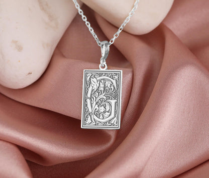 Ornamental Letter G Necklace: Vintage Gothic Monogram Pendant