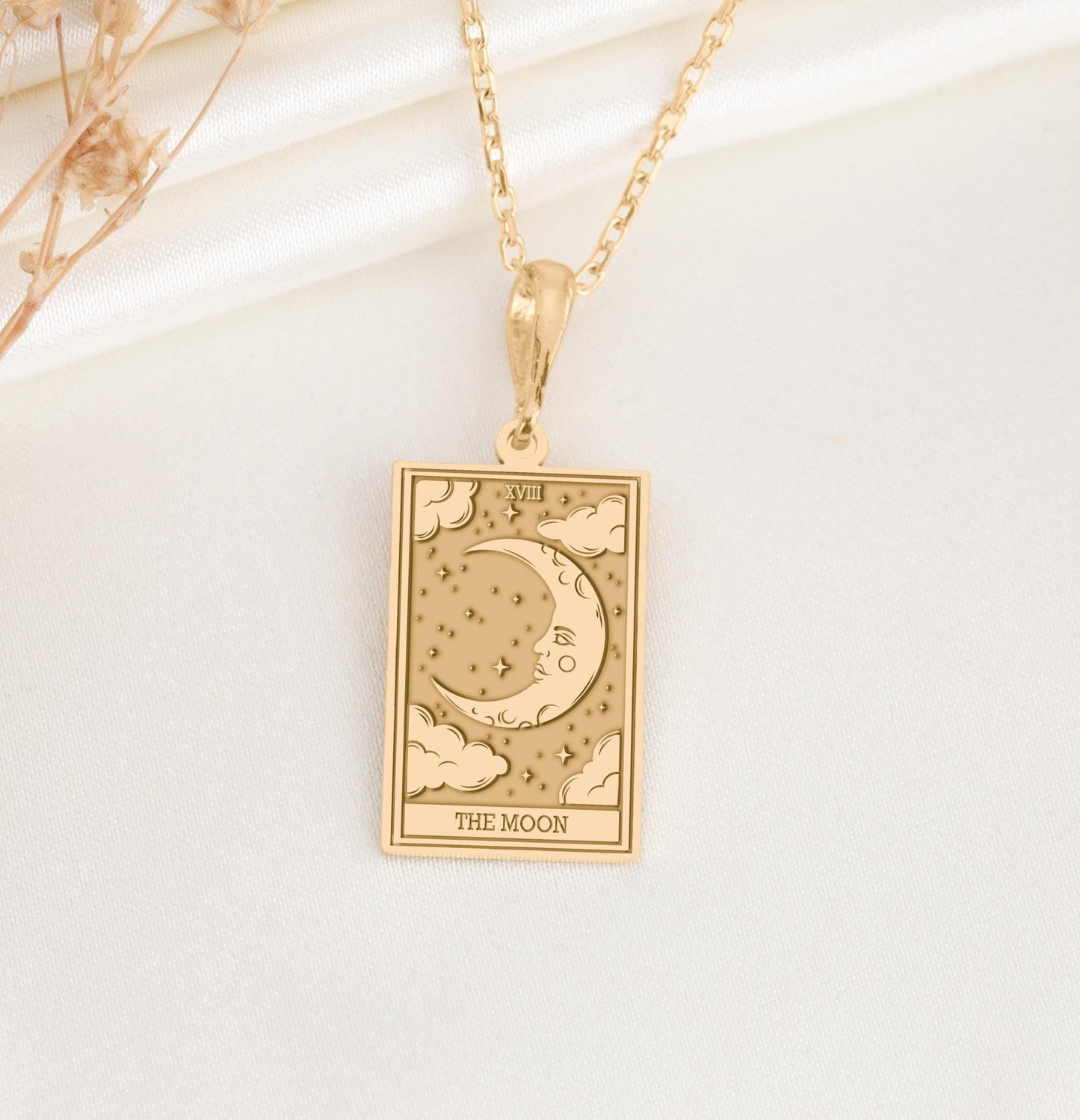 Moon Tarot Card Pendant: Major Arcana Necklace, Intuition Amulet, Dream Charm