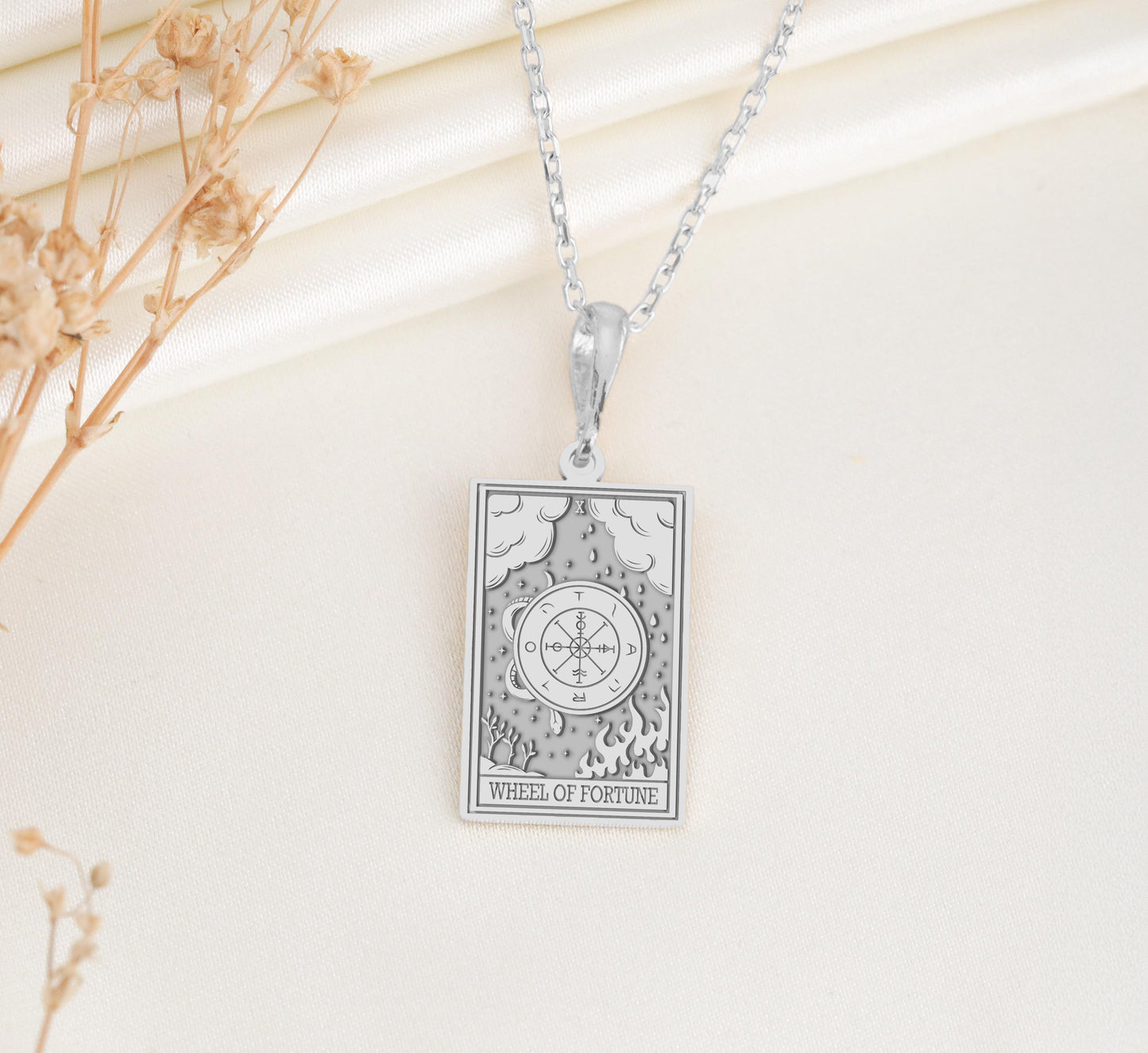 Wheel of Fortune Tarot Pendant: Major Arcana Necklace, Destiny Amulet