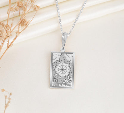 Wheel of Fortune Tarot Pendant: Major Arcana Necklace, Destiny Amulet