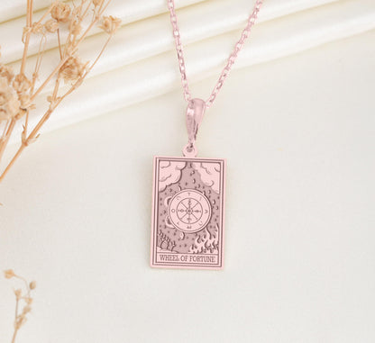 Wheel of Fortune Tarot Pendant: Major Arcana Necklace, Destiny Amulet