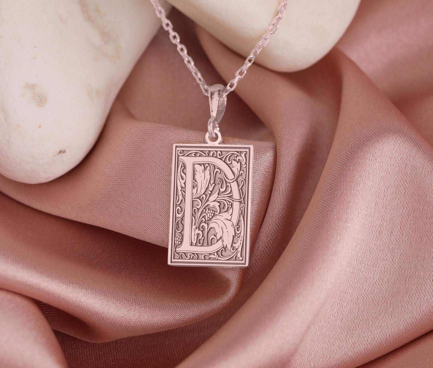 Gothic Letter D Necklace: Sterling Silver Initial Pendant