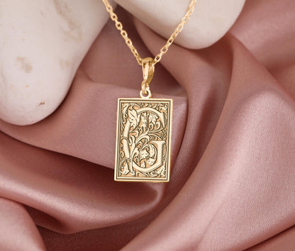 Ornamental Letter G Necklace: Vintage Gothic Monogram Pendant
