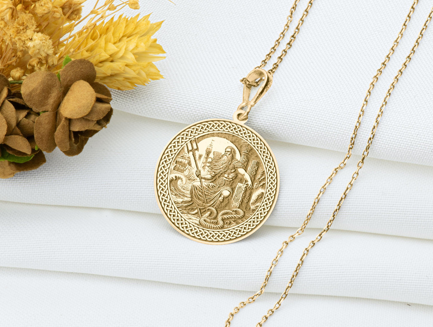 Njord Pendant: Norse God of Sea & Wind Necklace, Viking Sailor Charm